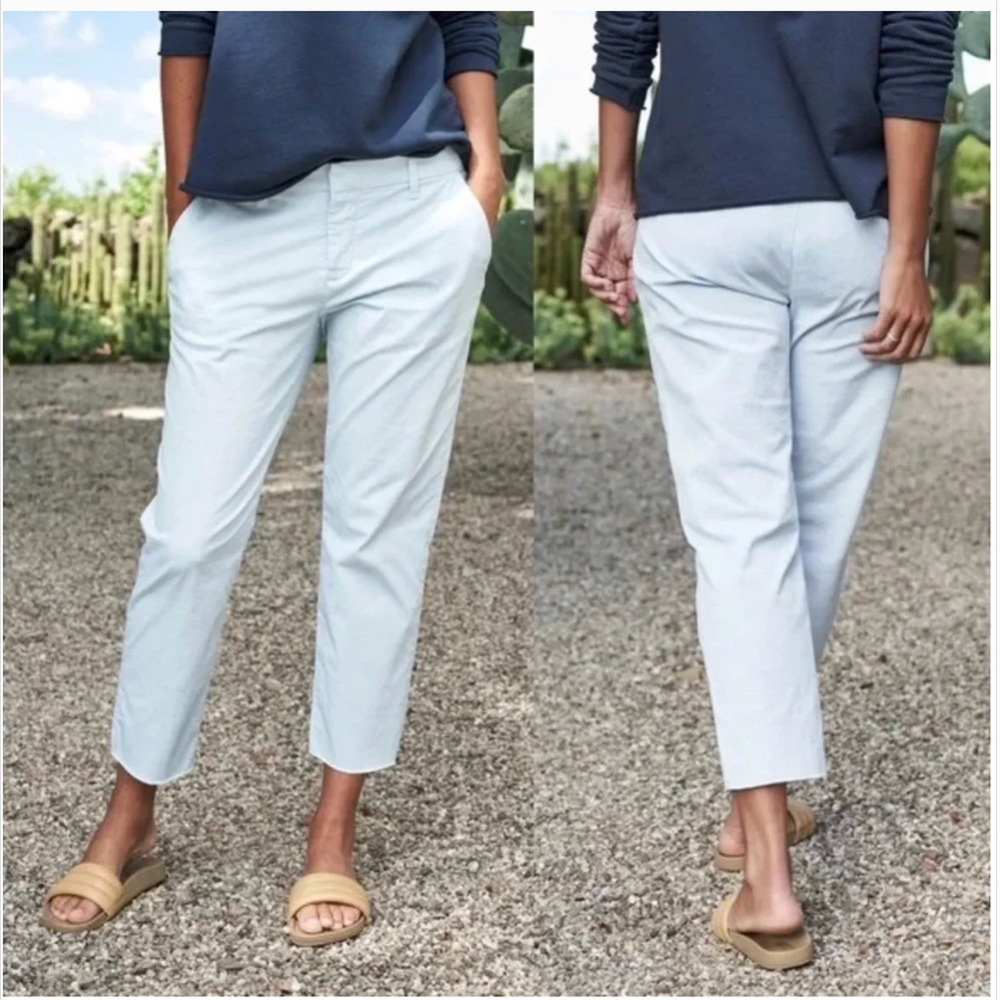 Frank & Eileen Wicklow Italian Chino Straight Leg Pants Mid Rise Cloud Blue 12